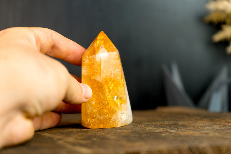 Brazilian Citrine Obelisk with Fiery Orange Citrine Color, Natural & Ethical