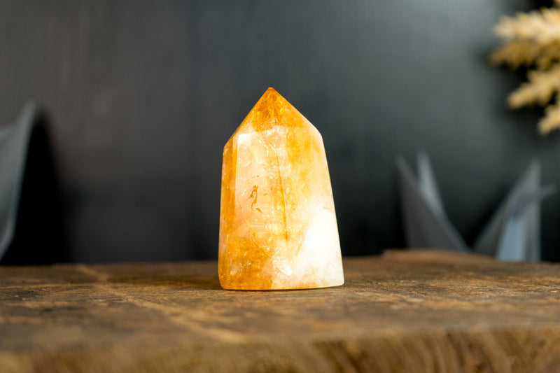 Brazilian Citrine Obelisk with Fiery Orange Citrine Color, Natural & Ethical