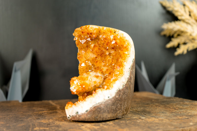 Citrine Cluster with Flower Druzy, Self-Standing