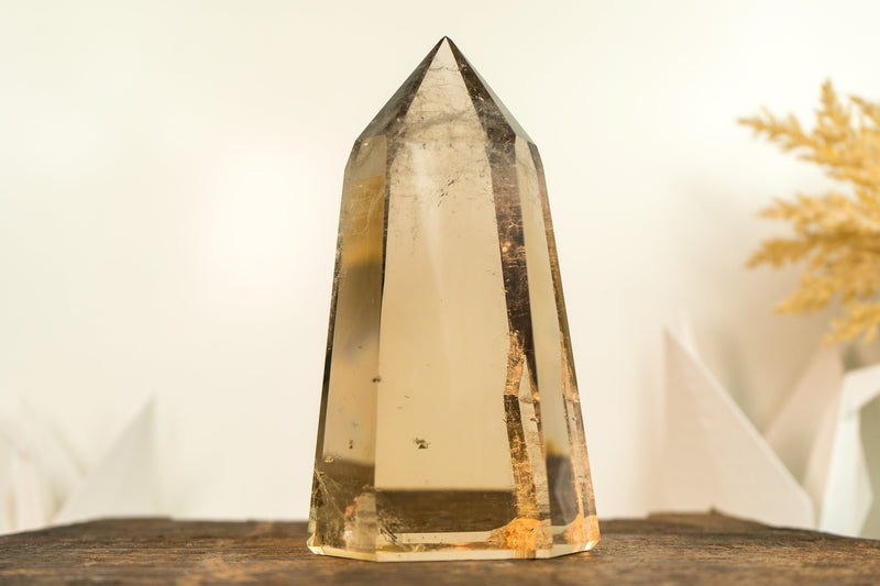 Natural Real Citrine Obelisk Tower, AAA Water-Clear Honey Orange Citrine