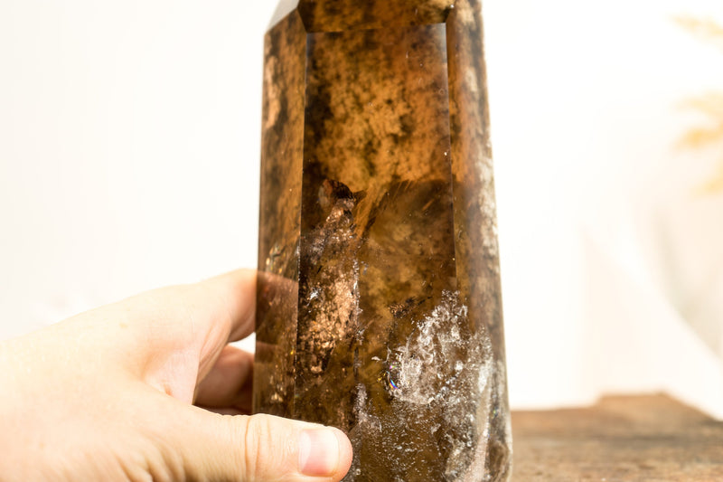 Natural Smoky Citrine Quartz with Landscaped Lodolite Garden Quartz