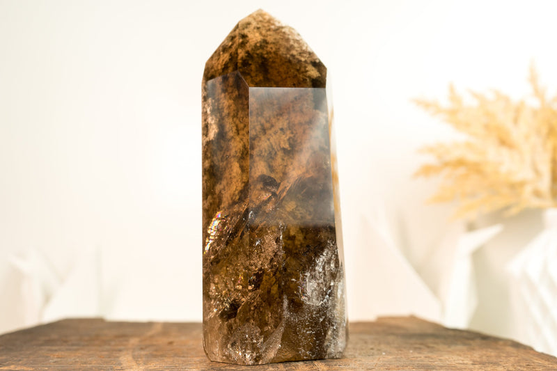 Natural Smoky Citrine Quartz with Landscaped Lodolite Garden Quartz