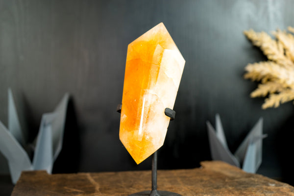Natural X-Large Brazilian Citrine Crystal Point, Double-Terminated