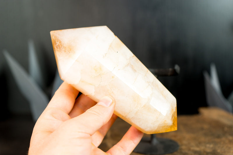 Natural X-Large Brazilian Citrine Crystal Point, Double-Terminated