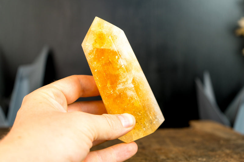 High-Grade Brazilian Citrine Obelisk Generator with Deep Orange Citrine