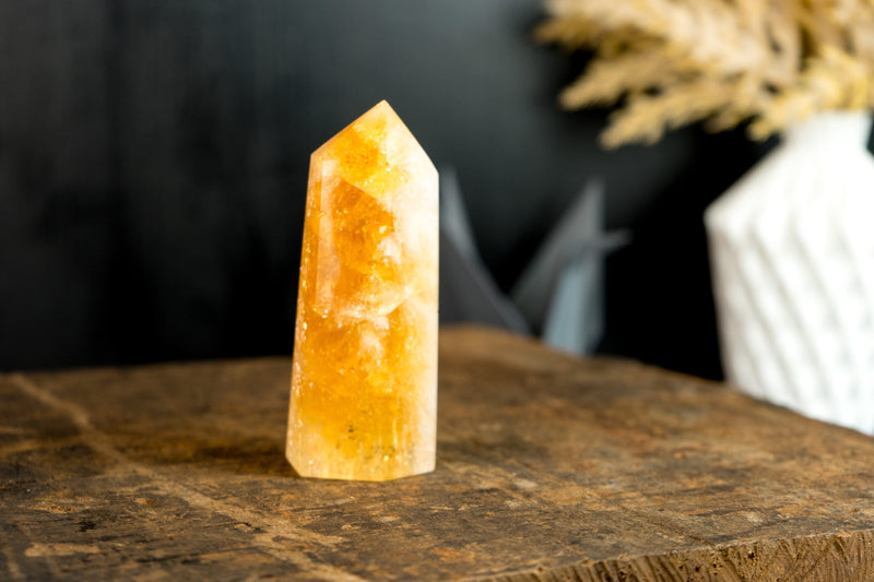 High-Grade Brazilian Citrine Obelisk Generator with Deep Orange Citrine