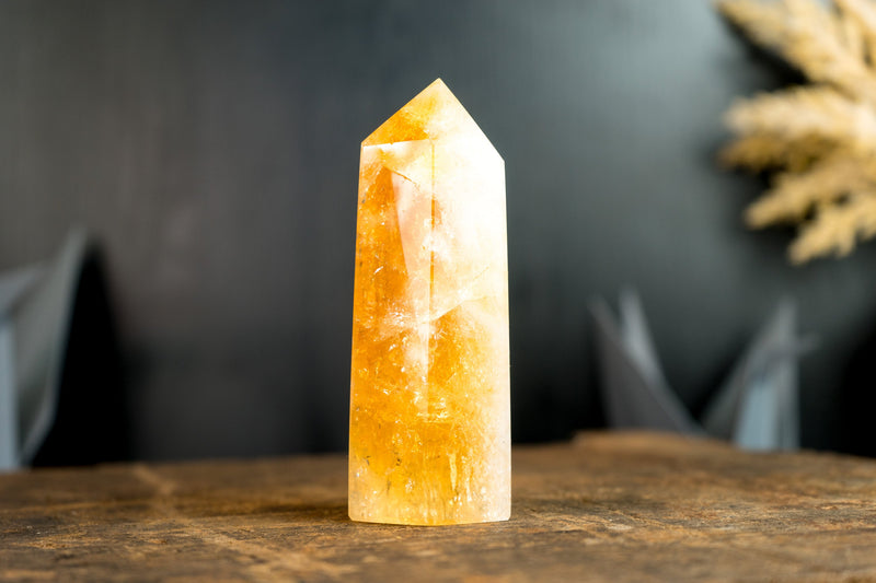 High-Grade Brazilian Citrine Obelisk Generator with Deep Orange Citrine