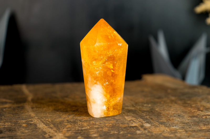 High-Grade Brazilian Citrine Obelisk with Deep Orange Citrine Color