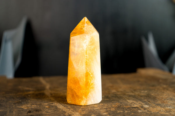 Brazilian Citrine Obelisk Generator with Candy Orange Citrine Color