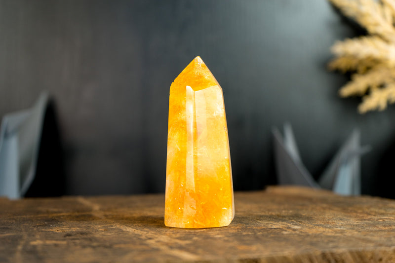 Brazilian Citrine Obelisk Generator with Candy Orange Citrine Color