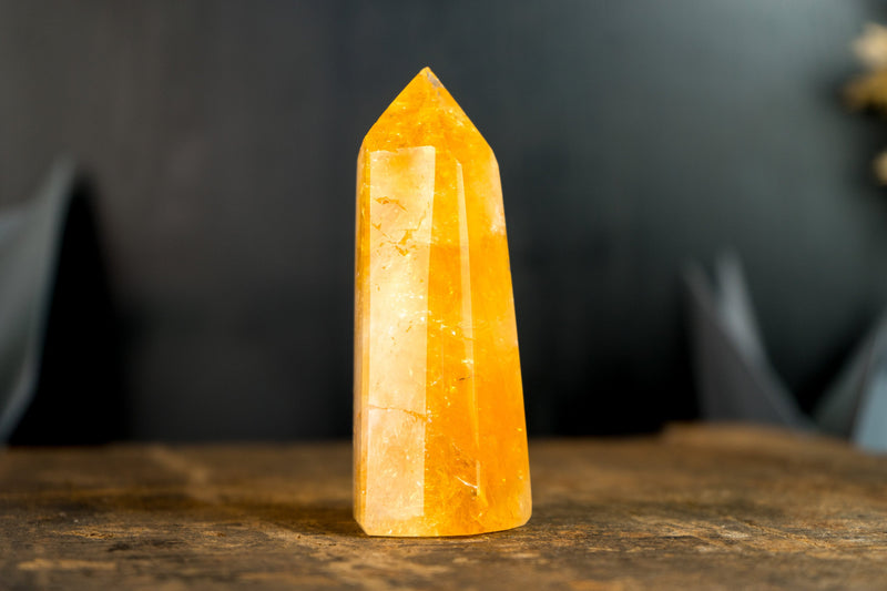 Brazilian Citrine Obelisk Generator with Candy Orange Citrine Color