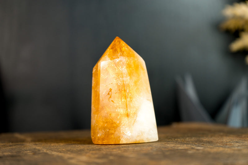 Brazilian Citrine Obelisk with Fiery Orange Citrine Color, Natural & Ethical