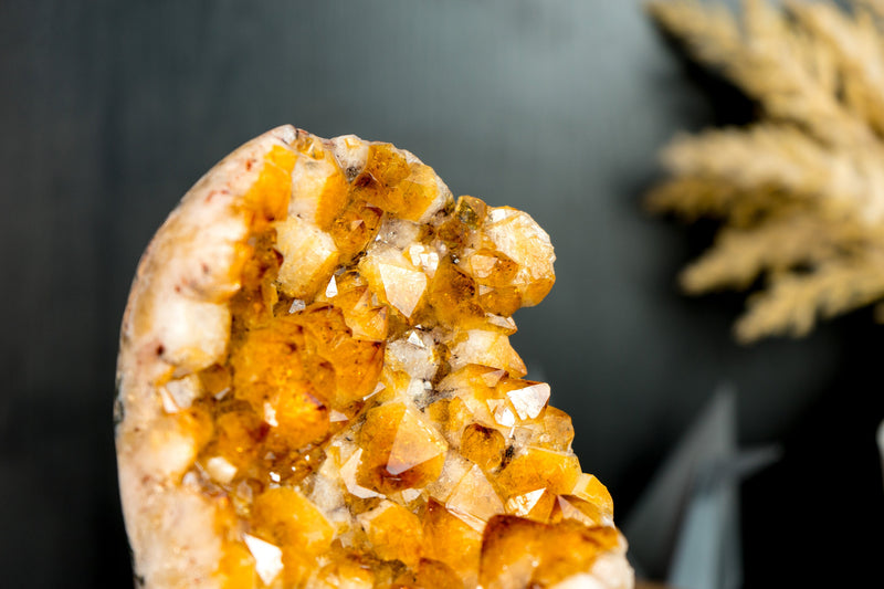 Small High-Grade Citrine Cluster with Flower Formations and Orange Citrine Druzy