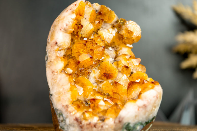 Small High-Grade Citrine Cluster with Flower Formations and Orange Citrine Druzy