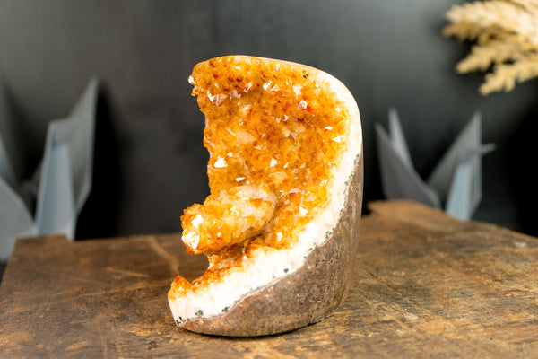 Citrine Cluster with Flower Druzy, Self-Standing