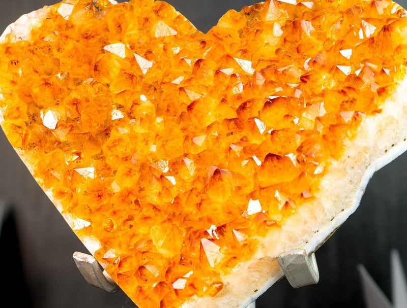 Gorgeous Large Golden Orange Citrine Heart with High-Grade Citrine Druzy