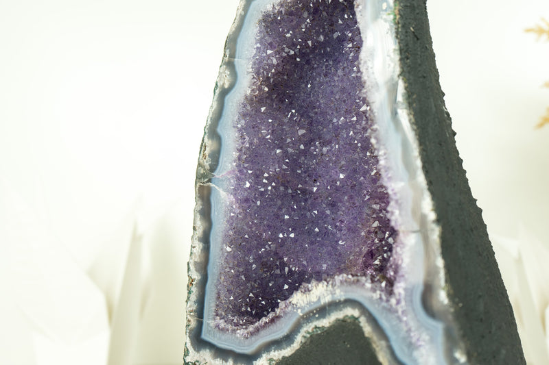 Small Blue Lace Agate Geode with Galaxy Lavender Amethyst Druzy