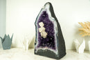 Pair of Rare Amethyst Geodes with Deep Purple Amethyst Druzy, Blue Lace Agate, and Calcite Inclusions