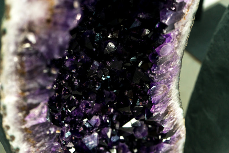 5.7 Ft Tall, 750 Lb Amethyst Cathedral Geodes Pair with AAA High-Grade Deep Purple Amethyst