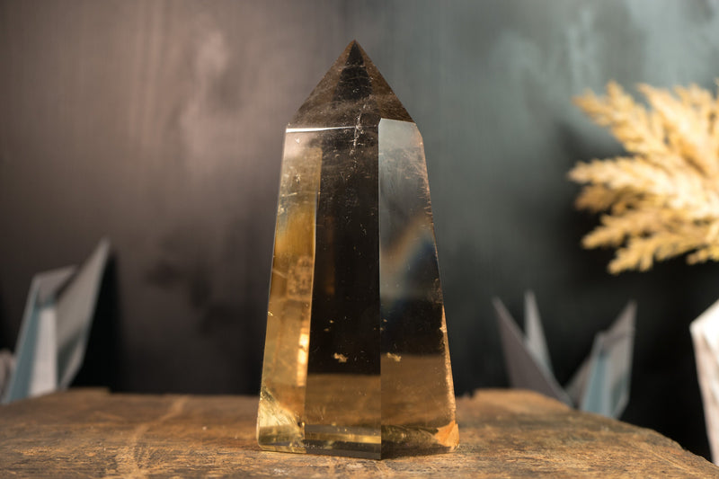 Natural Real Citrine Obelisk Tower, AAA Water-Clear Honey Orange Citrine