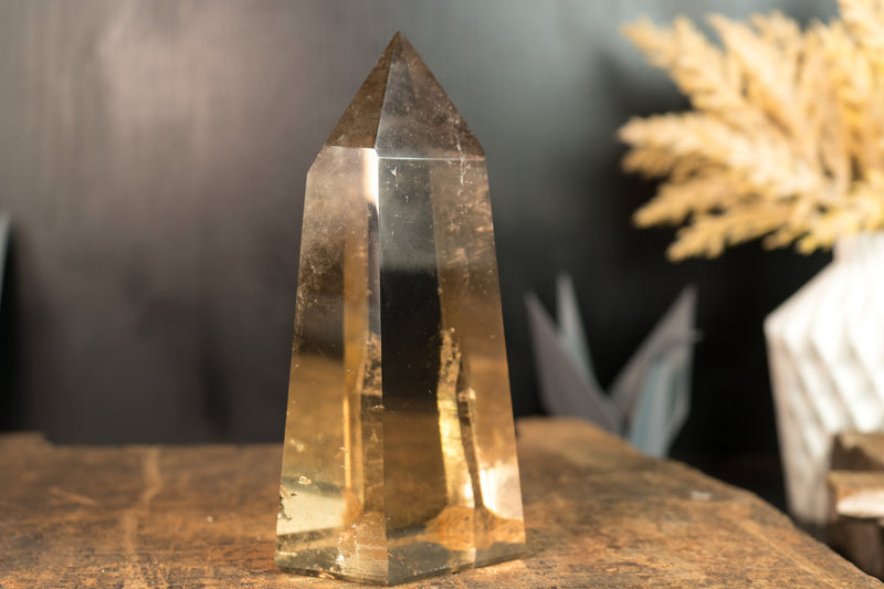 Natural Real Citrine Obelisk Tower, AAA Water-Clear Honey Orange Citrine