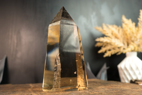 Natural Real Citrine Obelisk Tower, AAA Water-Clear Honey Orange Citrine