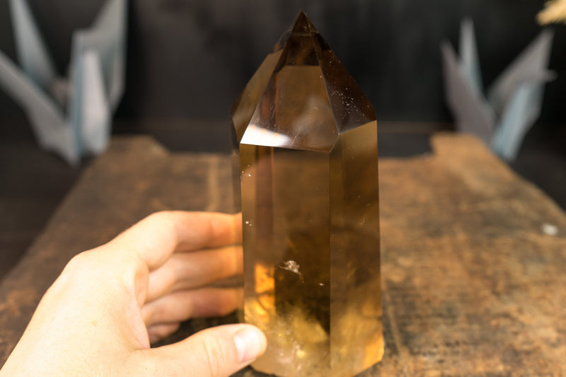 AAA Natural Citrine Crystal Quartz Obelisk with Water Clear Deep Golden Orange Citrine