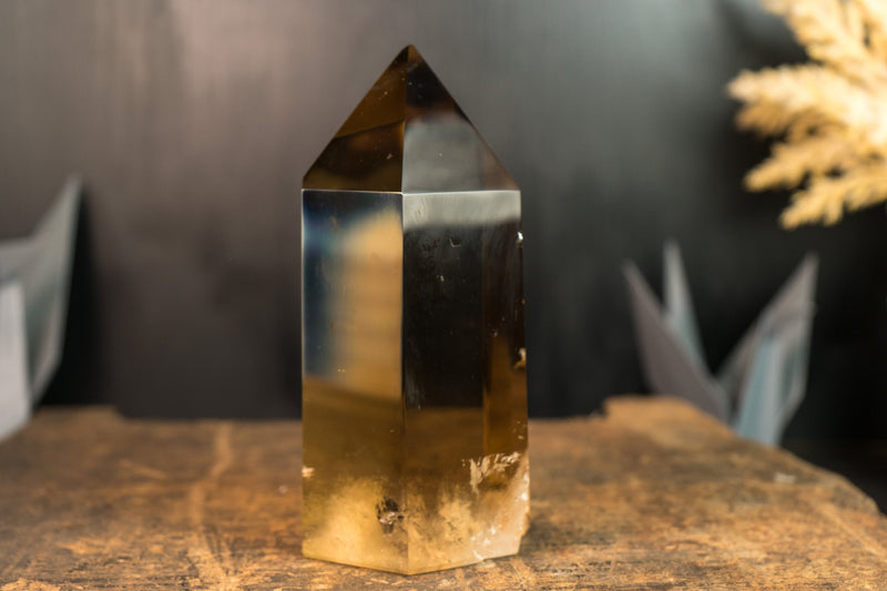AAA Natural Citrine Crystal Quartz Obelisk with Water Clear Deep Golden Orange Citrine