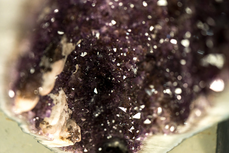 Paar 5 Fuß hohe große Amethyst-Geodenkathedralen mit funkelnden Einschlüssen aus Lavendel-Amethyst, Kalzit und Goethit