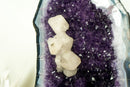 Pair of Rare Amethyst Geodes with Deep Purple Amethyst Druzy, Blue Lace Agate, and Calcite Inclusions