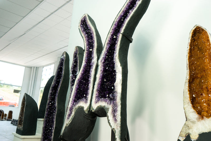 Riesige 6,4 Fuß tiefviolette Amethyst-Geodenflügel