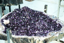 Amethyst Geode Dining Table on Handmade Inox Base with a AAA, Deep Purple Amethyst Crystal Geode