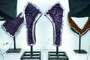 6.9 Ft Tall Pair of Giant Amethyst Geodes AAA Dark Purple Amethyst Druzy