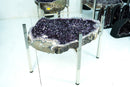 Amethyst Geode Dining Table on Handmade Inox Base with a AAA, Deep Purple Amethyst Crystal Geode